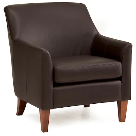 Contemporary Accent Chair with Flare Tapered Arms and Rolled Back